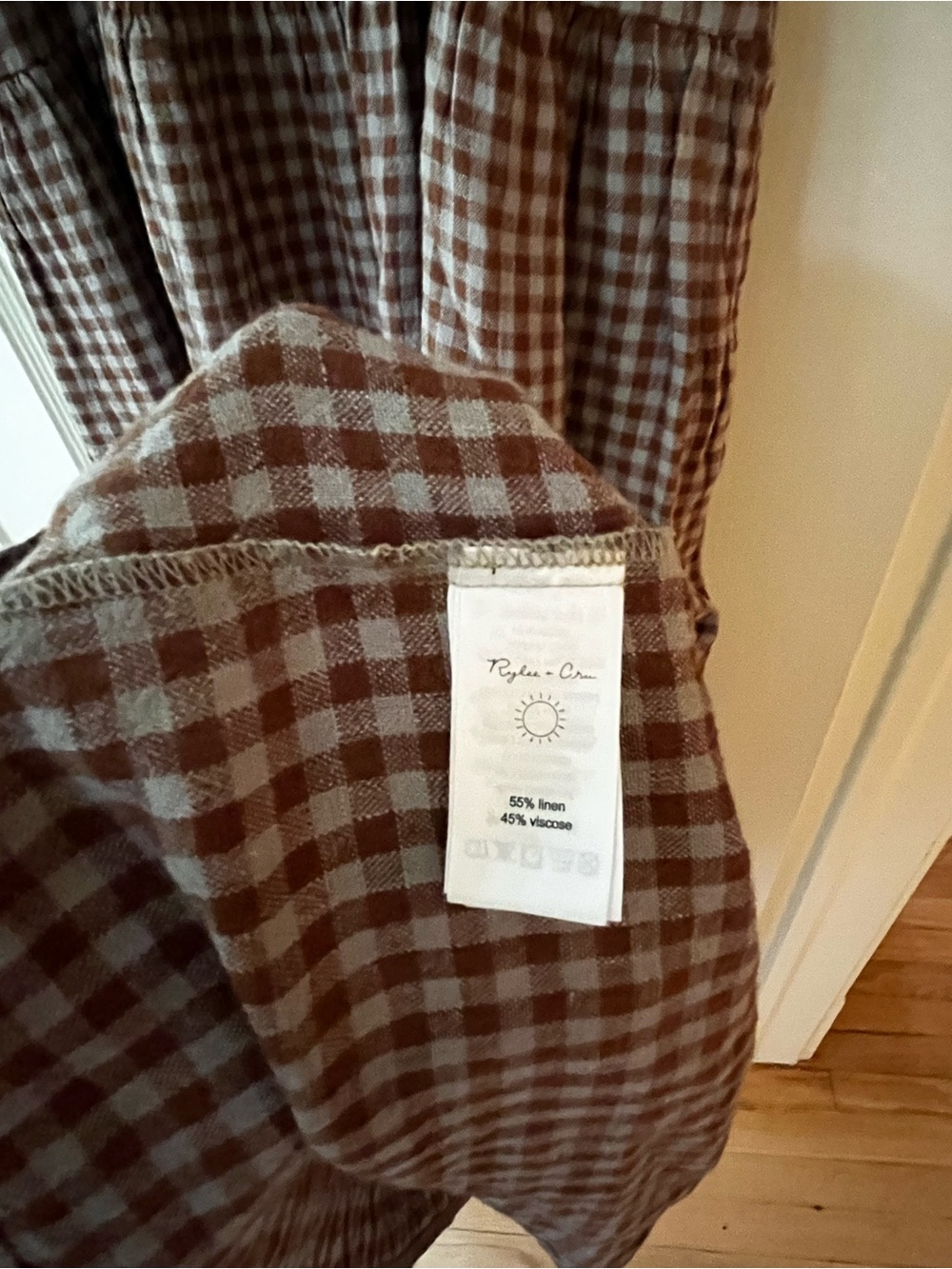 Rylee + Cru Brown & Cream Gingham Tiered Maxi Dress - Picture 6 of 6